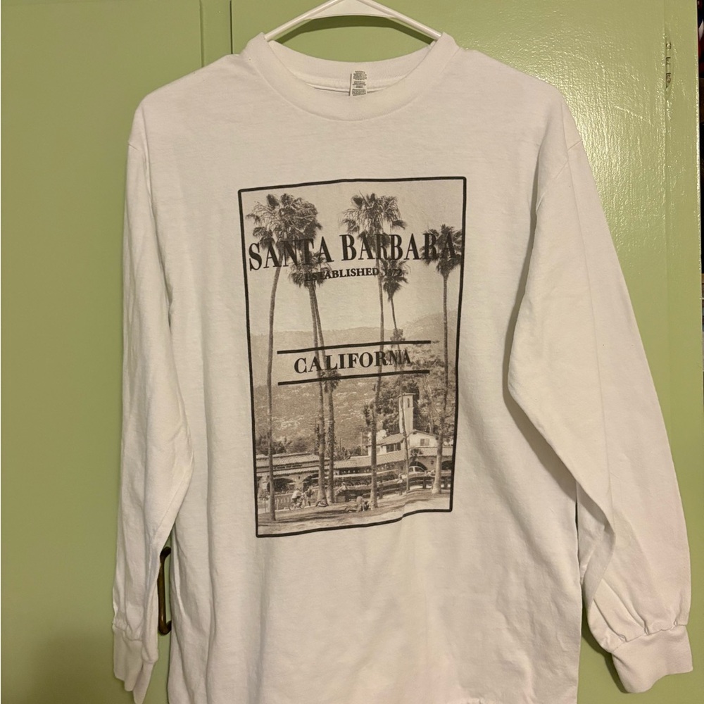 White Graphic Long Sleeve Shirt